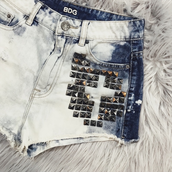 BDG Studded High Waist Denim Shorts - Picture 4 of 5